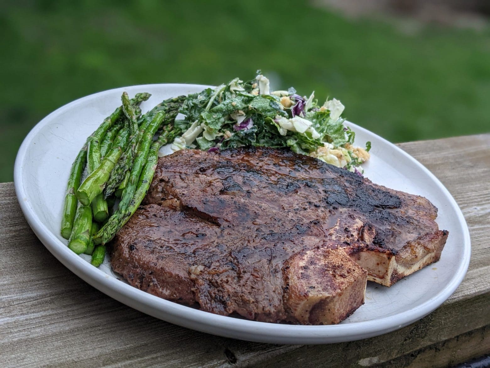 Classic-T-Bone-Steak-Dinner-Grilled-Asparagus-Creamy-Kale-Caesar-Salad-Nutrafarms-Grass-Fed-Steak-Image-3 Classic-T-Bone-Steak-Dinner-Grilled-Asparagus-Creamy-Kale-Caesar-Salad-Nutrafarms-Grass-Fed-Steak-Image-3